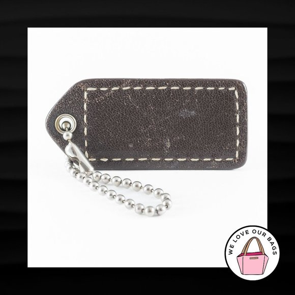 2" Medium COACH SADDLE BROWN LEATHER KEY FOB BAG CHARM KEYCHAIN HANGTAG TAG - Picture 2 of 2